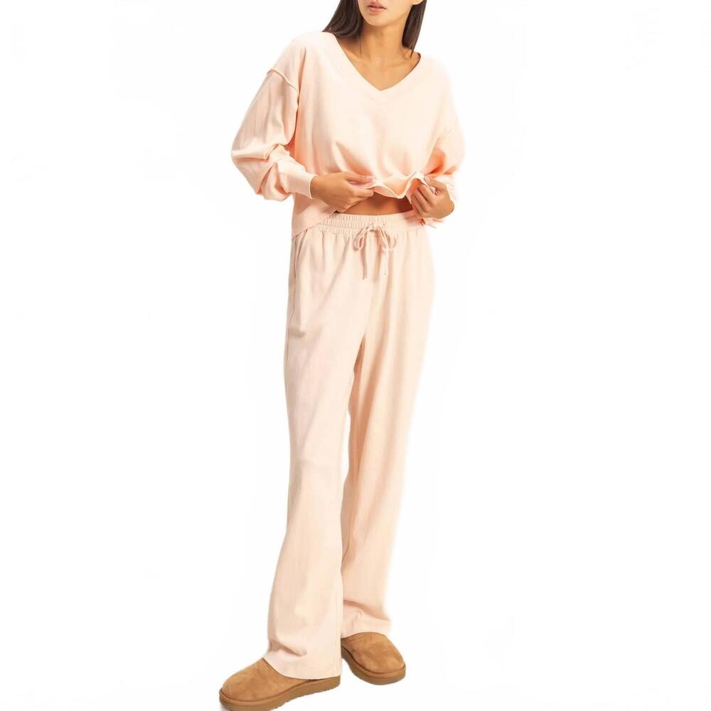NEW DOUBLE ZERO high waist wide leg lounge pants in blush